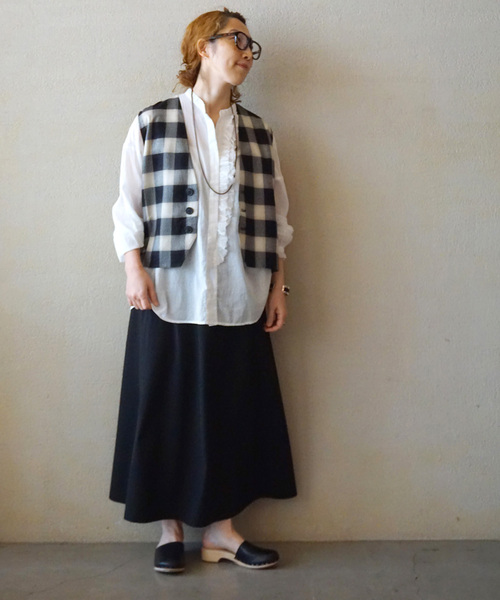 JOURNAL STANDARD LUXE（ジャーナルスタンダード　ラックス）の「ハイツイストガーゼ Wフリルブラウス（シャツ/ブラウス・レディース・ブラック/ホワイト×ホワイト・FREE）」の21枚目の写真