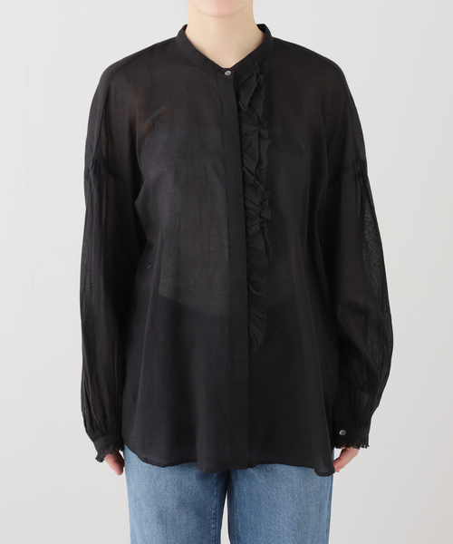 JOURNAL STANDARD LUXE（ジャーナルスタンダード　ラックス）の「ハイツイストガーゼ Wフリルブラウス（シャツ/ブラウス・レディース・ブラック/ホワイト×ホワイト・FREE）」の20枚目の写真