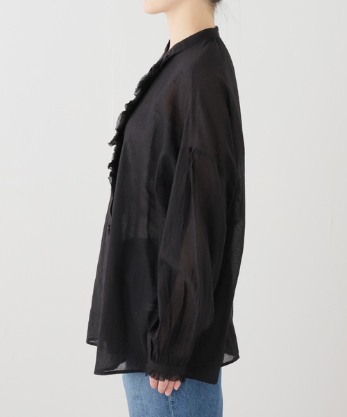 JOURNAL STANDARD LUXE（ジャーナルスタンダード　ラックス）の「ハイツイストガーゼ Wフリルブラウス（シャツ/ブラウス・レディース・ブラック/ホワイト×ホワイト・FREE）」の19枚目の写真