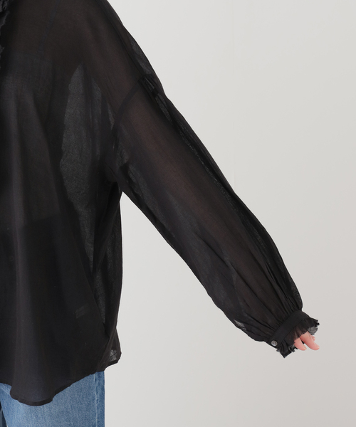 JOURNAL STANDARD LUXE（ジャーナルスタンダード　ラックス）の「ハイツイストガーゼ Wフリルブラウス（シャツ/ブラウス・レディース・ブラック/ホワイト×ホワイト・FREE）」の17枚目の写真