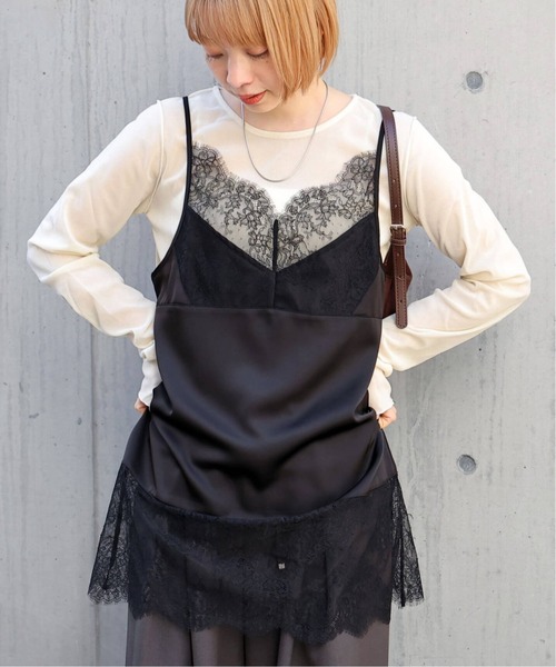tiptop(ティップトップ)の「【ZOZO限定アイテム】サテンレース切り替えキャミ(キャミソール・レディース・オフホワイト/ホワイト系その他/ブラック/ブラック系その他・FREE)」の4枚目の写真