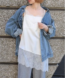 tiptop | 【ZOZO限定アイテム】サテンレース切り替えキャミ(キャミソール)