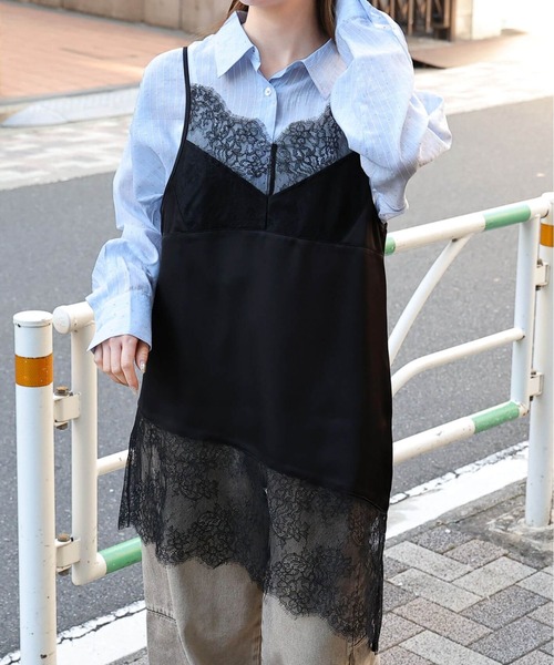 tiptop(ティップトップ)の「【ZOZO限定アイテム】サテンレース切り替えキャミ(キャミソール・レディース・オフホワイト/ホワイト系その他/ブラック/ブラック系その他・FREE)」の3枚目の写真