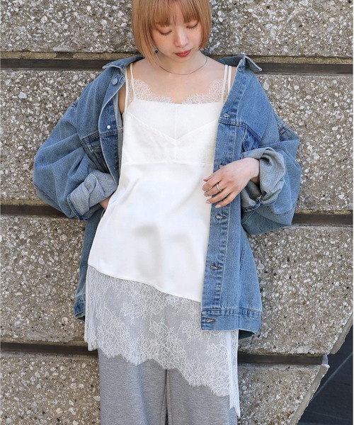 tiptop(ティップトップ)の「【ZOZO限定アイテム】サテンレース切り替えキャミ(キャミソール・レディース・オフホワイト/ホワイト系その他/ブラック/ブラック系その他・FREE)」の19枚目の写真