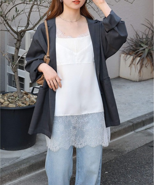 tiptop(ティップトップ)の「【ZOZO限定アイテム】サテンレース切り替えキャミ(キャミソール・レディース・オフホワイト/ホワイト系その他/ブラック/ブラック系その他・FREE)」の5枚目の写真