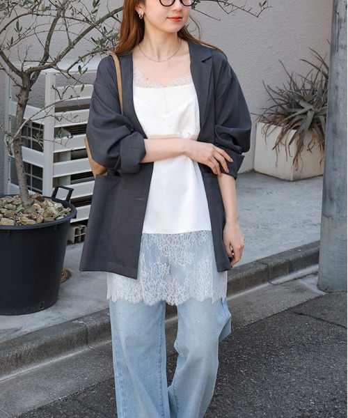 tiptop(ティップトップ)の「【ZOZO限定アイテム】サテンレース切り替えキャミ(キャミソール・レディース・オフホワイト/ホワイト系その他/ブラック/ブラック系その他・FREE)」の7枚目の写真