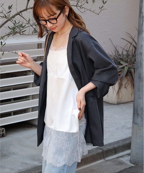 tiptop(ティップトップ)の「【ZOZO限定アイテム】サテンレース切り替えキャミ(キャミソール・レディース・オフホワイト/ホワイト系その他/ブラック/ブラック系その他・FREE)」の8枚目の写真