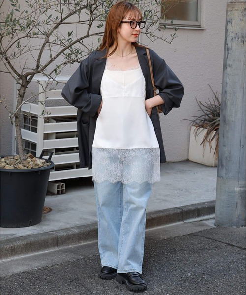 tiptop(ティップトップ)の「【ZOZO限定アイテム】サテンレース切り替えキャミ(キャミソール・レディース・オフホワイト/ホワイト系その他/ブラック/ブラック系その他・FREE)」の9枚目の写真