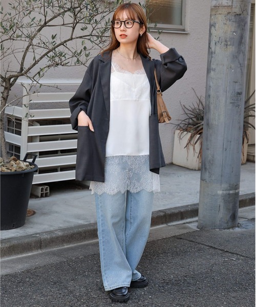 tiptop(ティップトップ)の「【ZOZO限定アイテム】サテンレース切り替えキャミ(キャミソール・レディース・オフホワイト/ホワイト系その他/ブラック/ブラック系その他・FREE)」の10枚目の写真