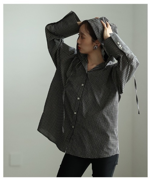 Sawa a la mode(サワアラモード)の「チェック柄フーディーオーバーシャツ(シャツ/ブラウス・レディース・アイボリー/ブラック・FREE)」の19枚目の写真