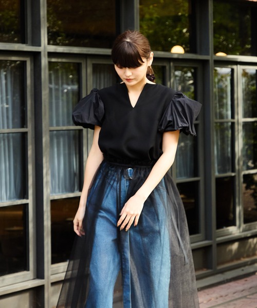 Ranerrh(ラネリ)の「<再入荷>バルーンスリーブブラウス【結婚式・二次会・パーティー】【入卒園・入卒式】【オケージョン・セレモニー】【デイリー/オフィスにも使える】(シャツ/ブラウス・レディース・ブラック・38)」の12枚目の写真