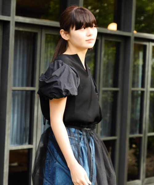 Ranerrh(ラネリ)の「<再入荷>バルーンスリーブブラウス【結婚式・二次会・パーティー】【入卒園・入卒式】【オケージョン・セレモニー】【デイリー/オフィスにも使える】(シャツ/ブラウス・レディース・ブラック・38)」の20枚目の写真