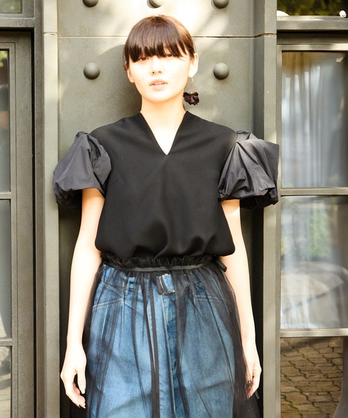 Ranerrh(ラネリ)の「<再入荷>バルーンスリーブブラウス【結婚式・二次会・パーティー】【入卒園・入卒式】【オケージョン・セレモニー】【デイリー/オフィスにも使える】(シャツ/ブラウス・レディース・ブラック・38)」の14枚目の写真