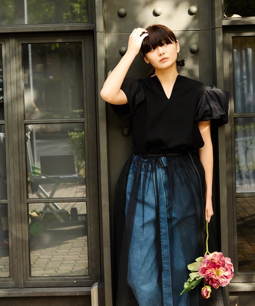 Ranerrh(ラネリ)の「<再入荷>バルーンスリーブブラウス【結婚式・二次会・パーティー】【入卒園・入卒式】【オケージョン・セレモニー】【デイリー/オフィスにも使える】(シャツ/ブラウス・レディース・ブラック・38)」の16枚目の写真