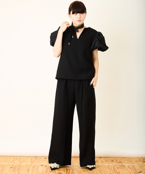 Ranerrh(ラネリ)の「<再入荷>バルーンスリーブブラウス【結婚式・二次会・パーティー】【入卒園・入卒式】【オケージョン・セレモニー】【デイリー/オフィスにも使える】(シャツ/ブラウス・レディース・ブラック・38)」の5枚目の写真