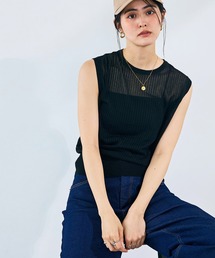 CROSS FUNCTION | 《洗える》サマ美え シアーリブニットベスト【CROSS FUNCTION/クロスファンクション】(ベスト)