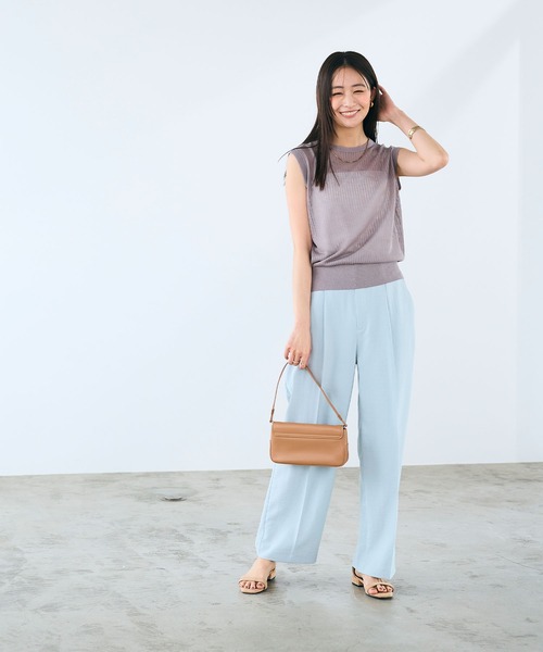 CROSS FUNCTION（クロスファンクション）の「《洗える》サマ美え シアーリブニットベスト【CROSS FUNCTION/クロスファンクション】（ベスト・レディース・モカ/ブラック・LL/L/M）」の7枚目の写真