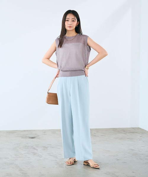 CROSS FUNCTION（クロスファンクション）の「《洗える》サマ美え シアーリブニットベスト【CROSS FUNCTION/クロスファンクション】（ベスト・レディース・モカ/ブラック・LL/L/M）」の9枚目の写真