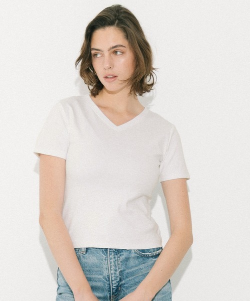coca（coca）（コカ）の「Vネックスムーストップス（Tシャツ/カットソー・レディース・ブラック/ホワイト・L/XL/S/M）」の3枚目の写真