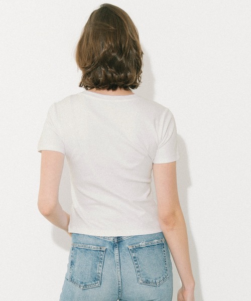 coca（coca）（コカ）の「Vネックスムーストップス（Tシャツ/カットソー・レディース・ブラック/ホワイト・L/XL/S/M）」の5枚目の写真