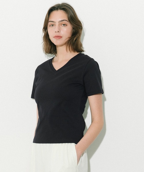 coca（coca）（コカ）の「Vネックスムーストップス（Tシャツ/カットソー・レディース・ブラック/ホワイト・L/XL/S/M）」の11枚目の写真