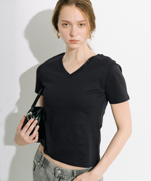 coca（coca）（コカ）の「Vネックスムーストップス（Tシャツ/カットソー・レディース・ブラック/ホワイト・L/XL/S/M）」の14枚目の写真