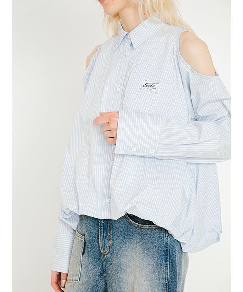 SORIN（ソリン　）の「Cut Out Balloon Shirt/カットアウトバルーンシャツ（シャツ/ブラウス・レディース・ホワイト/ライトブルー・38）」の5枚目の写真