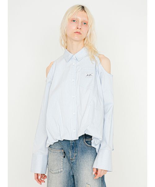 SORIN（ソリン　）の「Cut Out Balloon Shirt/カットアウトバルーンシャツ（シャツ/ブラウス・レディース・ホワイト/ライトブルー・38）」の4枚目の写真