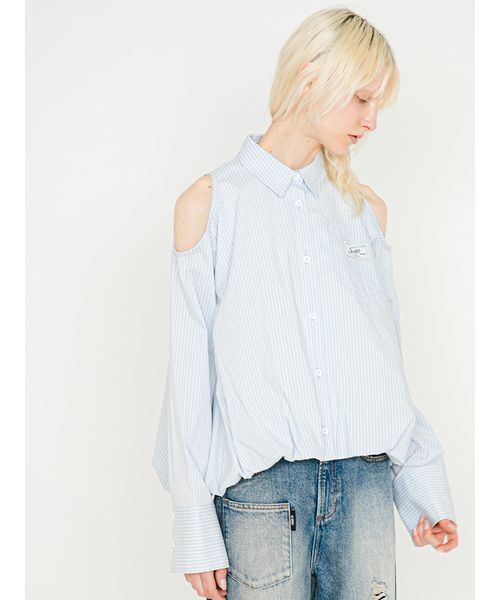 SORIN（ソリン　）の「Cut Out Balloon Shirt/カットアウトバルーンシャツ（シャツ/ブラウス・レディース・ホワイト/ライトブルー・38）」の3枚目の写真