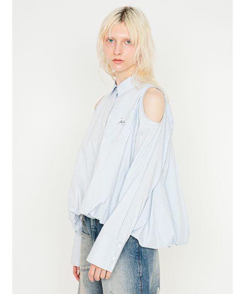 SORIN（ソリン　）の「Cut Out Balloon Shirt/カットアウトバルーンシャツ（シャツ/ブラウス・レディース・ホワイト/ライトブルー・38）」の6枚目の写真