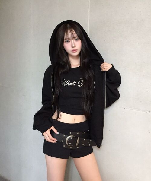 KHAKIPOINT（カーキポイント）の「Steel Stud Hood Zip-Up (black)（パーカー・レディース・その他・FREE）」の5枚目の写真