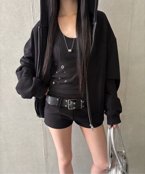 KHAKIPOINT（カーキポイント）の「Steel Stud Hood Zip-Up (black)（パーカー・レディース・その他・FREE）」の2枚目の写真