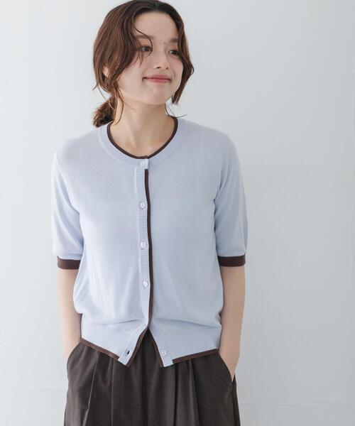 URBAN RESEARCH Sonny Label(アーバンリサーチサニーレーベル)の「クールミスト配色クルーネックカーディガン(カーディガン/ボレロ・レディース・チャコールグレー/ネイビー/ブルー系その他・FREE)」の3枚目の写真