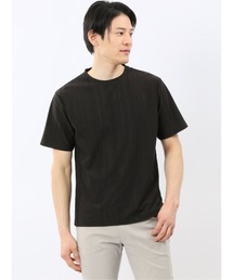 m.f.editorial（エムエフエディトリアル）の「【ストレッチ インナー】m.f.エディトリアル メンズ リンクス ストライプ クルーネック 半袖 Tシャツ（Tシャツ/カットソー）」