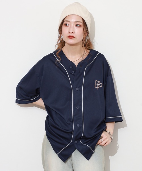 FUNALIVE（ファンアライブ）の「裏メッシュ ロゴ 半袖 ベースボールシャツ 半端袖（Tシャツ/カットソー・メンズ・ブラック/グレー/ネイビー/ブラウン・LL/L/M）」の7枚目の写真