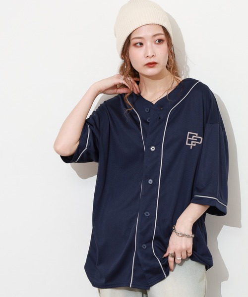 FUNALIVE（ファンアライブ）の「裏メッシュ ロゴ 半袖 ベースボールシャツ 半端袖（Tシャツ/カットソー・メンズ・ブラック/グレー/ネイビー/ブラウン・LL/L/M）」の10枚目の写真