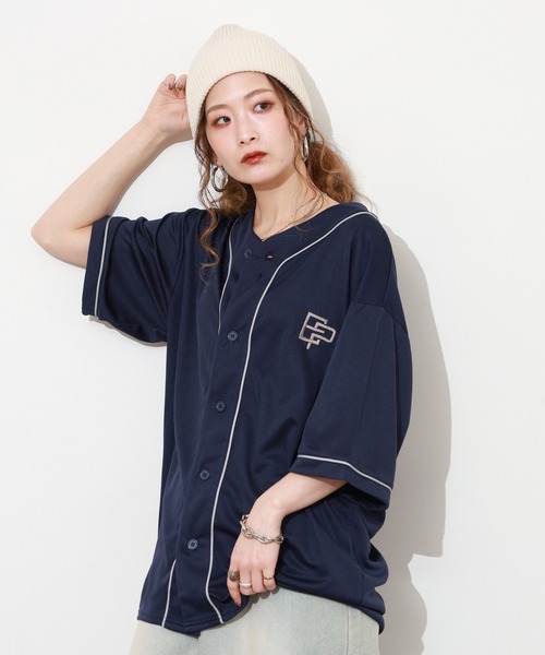 FUNALIVE（ファンアライブ）の「裏メッシュ ロゴ 半袖 ベースボールシャツ 半端袖（Tシャツ/カットソー・メンズ・ブラック/グレー/ネイビー/ブラウン・LL/L/M）」の8枚目の写真
