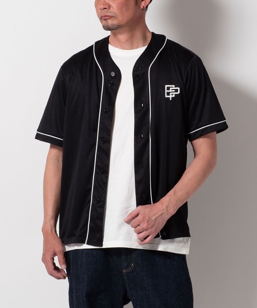 FUNALIVE（ファンアライブ）の「裏メッシュ ロゴ 半袖 ベースボールシャツ 半端袖（Tシャツ/カットソー・メンズ・ブラック/グレー/ネイビー/ブラウン・LL/L/M）」の13枚目の写真