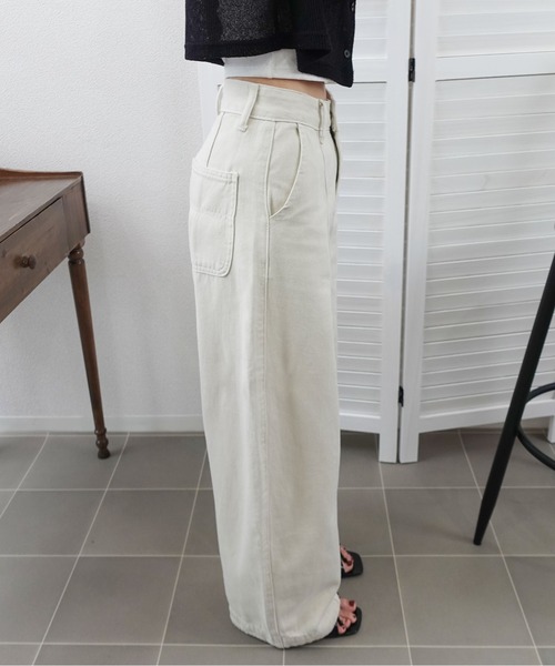 unnu(ユヌ)の「バレルレッグセンターシームデニムパンツ(デニムパンツ・レディース・ピンク/ブルー/アイボリー・S)」の13枚目の写真