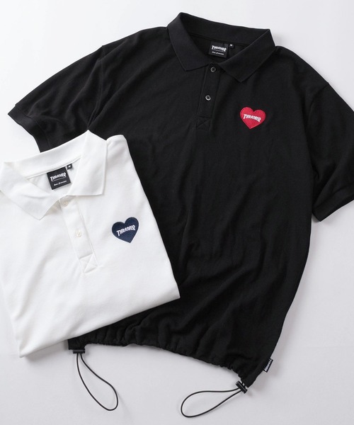 THRASHER(スラッシャー)の「【70】【THRASHER/スラッシャー】スピンドル ハートロゴ ワンポイント刺繍 鹿の子 ポロシャツ ユニセックス(ポロシャツ・メンズ・ブラック/ブラック系その他/ホワイト系その他/ホワイト・L/M/S)」の4枚目の写真