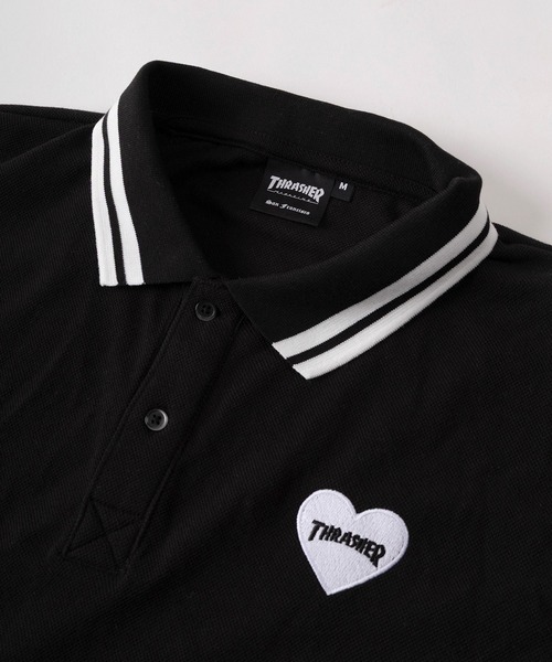 THRASHER(スラッシャー)の「【70】【THRASHER/スラッシャー】スピンドル ハートロゴ ワンポイント刺繍 鹿の子 ポロシャツ ユニセックス(ポロシャツ・メンズ・ブラック/ブラック系その他/ホワイト系その他/ホワイト・L/M/S)」の11枚目の写真