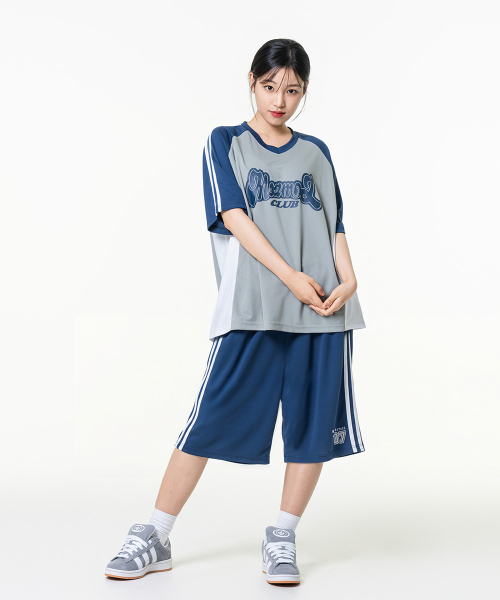 MOZMOZ(モズモズ)の「スポーティエアメッシュ半袖ジャージTシャツネイビー(Tシャツ/カットソー・レディース・その他・M/L/XL)」の2枚目の写真