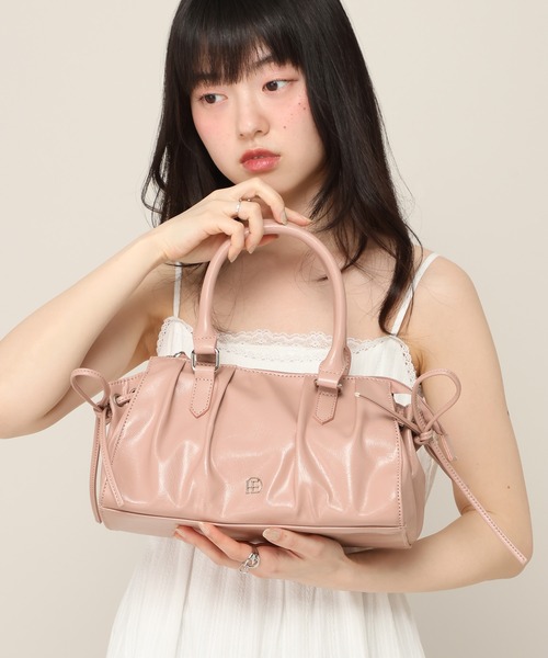 Heather（ヘザー）の「ギャザーボストンBAG　666489（ボストンバッグ・レディース・ピンク/ブラウン/ブラック・ONE SIZE）」の3枚目の写真