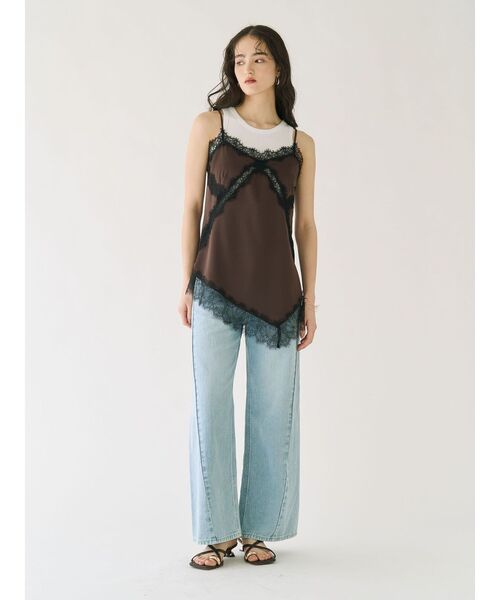 LAGUNAMOON(ラグナムーン)の「アシンメトリーレースサテンキャミソール 【レイヤードトップス】 【夏服】(キャミソール・レディース・ブラウン/ライトブルー/アイボリー・FREE)」の16枚目の写真