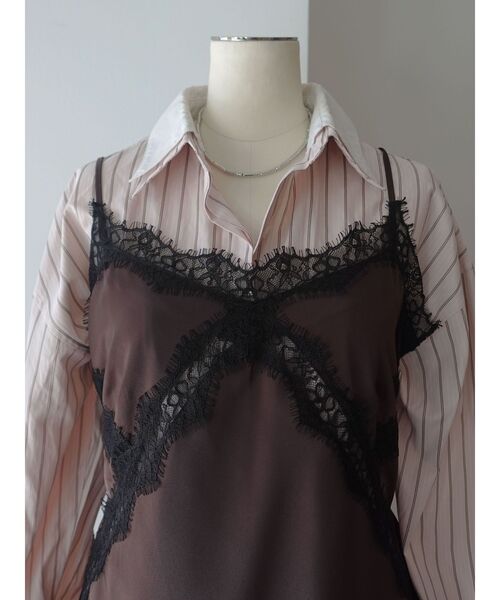 LAGUNAMOON(ラグナムーン)の「アシンメトリーレースサテンキャミソール 【レイヤードトップス】 【夏服】(キャミソール・レディース・ブラウン/ライトブルー/アイボリー・FREE)」の9枚目の写真