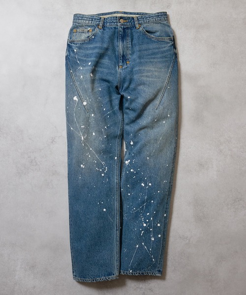 HAND PAINTED STRAIGHT DENIM JEANS VINTAGE WASH / ハンドペイント