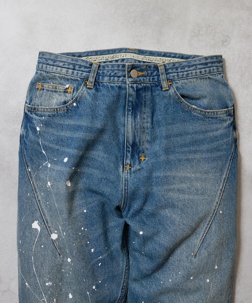 HAND PAINTED STRAIGHT DENIM JEANS VINTAGE WASH / ハンドペイント