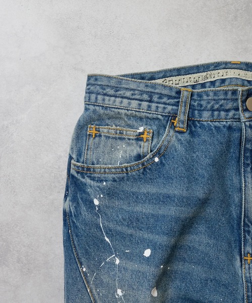 HAND PAINTED STRAIGHT DENIM JEANS VINTAGE WASH / ハンドペイント 