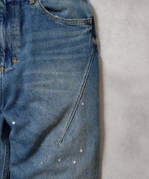 HAND PAINTED STRAIGHT DENIM JEANS VINTAGE WASH / ハンドペイント