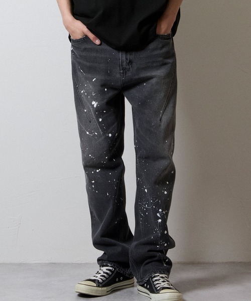 ペイントデニム HAND PAINTED STRAIGHT DENIM JEANS VINTAGE WASH / ハンドペイント